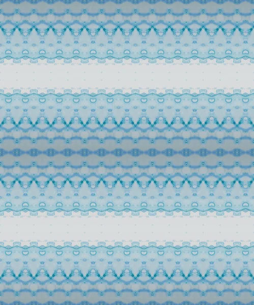 Ocean Stripe Niebieski Etniczny Tusz Akwarela Sky Ink Plemienny Wzór — Zdjęcie stockowe
