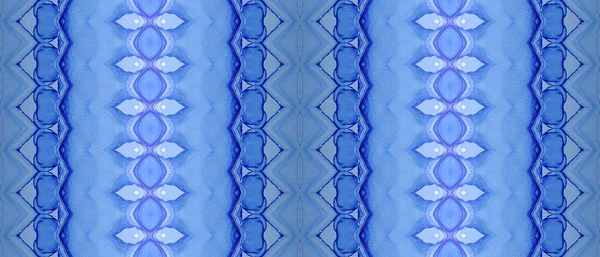 Tinta Marinha Abstrata Blue Seamless Batik Pincel Tinta Étnica Tinta — Fotografia de Stock