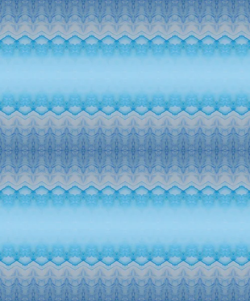 Färgade Zig Zag Paint Blue Gradient Textile Blå Etnisk Bläck — Stockfoto
