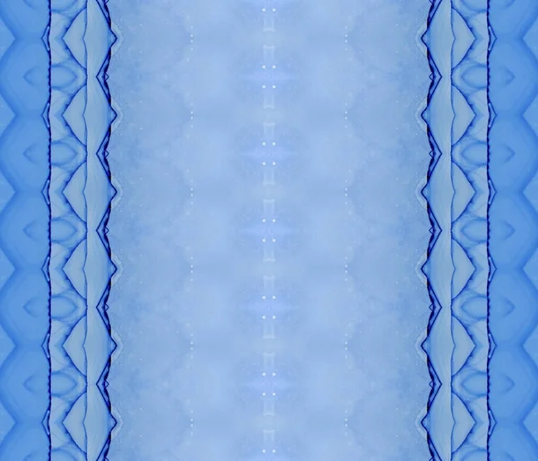 Niebieski Wzór Farby Etniczny Druk Tekstylny Jasny Atrament Akwarelowy Plemienny — Zdjęcie stockowe
