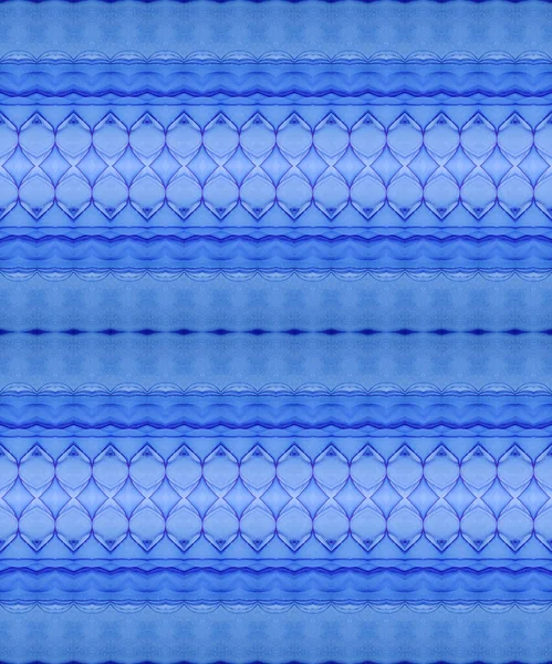 Niebieski Gradient Tie Barwnik Farba Plemienna Zig Zag Niebieski Atrament — Zdjęcie stockowe