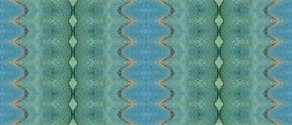 Brown Batik Dye Blue Ink Abstract Green Tribal Zig Jalá — Foto de Stock