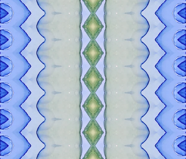 Yeşil Desenli Fırça Deniz Boyalı Parmak Izi Mavi Batik Mürekkebi — Stok fotoğraf