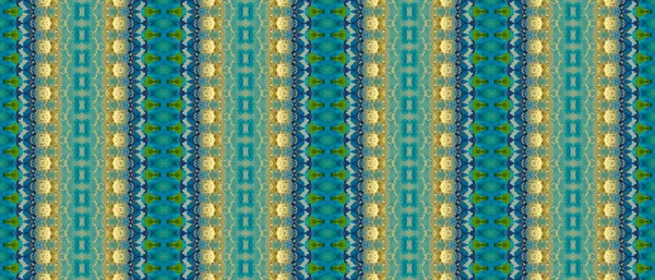 Πράσινη Εθνική Βαφή Οξύ Μποέμικο Μοτίβο Μπλου Τράιμπαλ Μπατίκ Χρυσός — Φωτογραφία Αρχείου