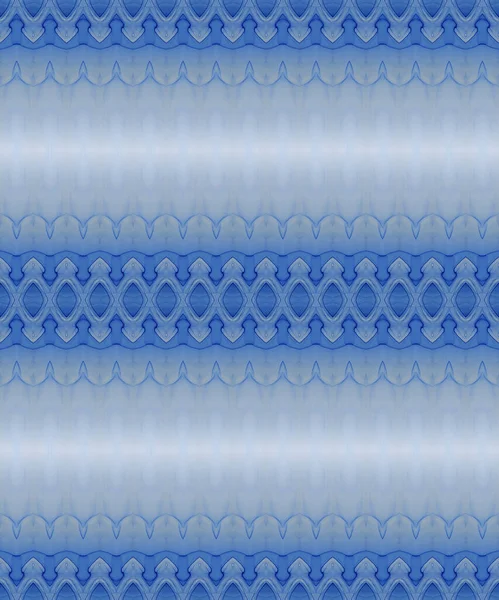 Bright Stripe Blue Bohemian Zig Zag Inchiostro Blue Batik Sky — Foto Stock