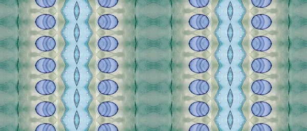 Têxtil Étnico Azul Bright Ink Batik Impressão Tribal Verde Verde — Fotografia de Stock