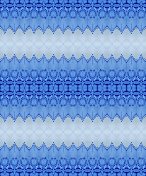 民族油墨印刷 蓝色领带染料印花 蓝色波希米亚条纹 明亮的Zigzag族纺织品Batik 海洋部落刷 部落刷齐格扎 染色图案油漆 天空墨水水的颜色 蓝色蜡笔 — 图库照片