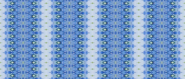 Bright Tribal Pinsel Vorhanden Blau Gefärbtes Textil Blaues Muster Batik — Stockfoto