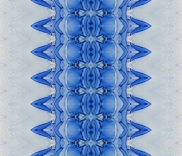 Tinta Azul Aquarela Blue Green Grain Print Sea Tribal Batik — Fotografia de Stock
