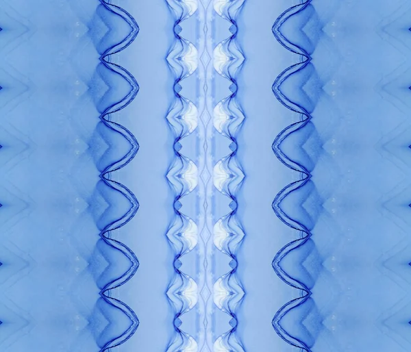 Fényes Tinta Akvarell Batik Batik Törzs Etnikai Textil Nyomat Kék — Stock Fotó