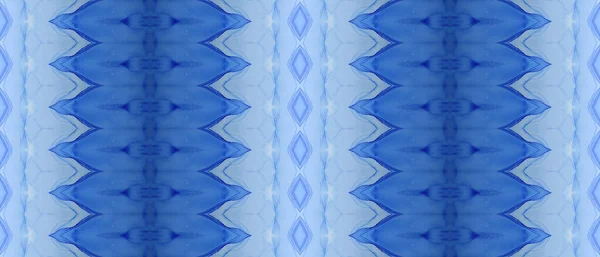 Ethnic Brush Textile Blue Ethnic Ink Tribal Zig Zag Brush — Stock Photo, Image