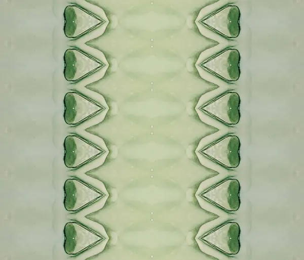Zielony Cygański Zig Zag Niebiańska Szczotka Plemienia Zielony Barwnik Akwarela — Zdjęcie stockowe