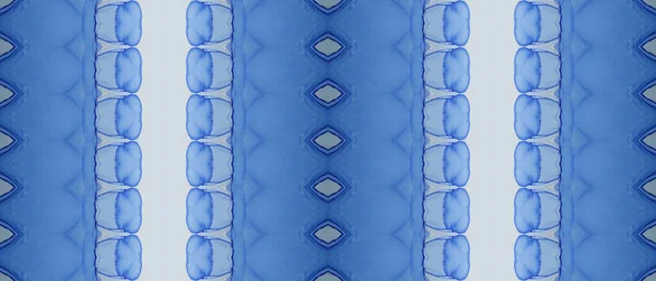 Inchiostro Marino Astratto Blue Bohemian Abstract Pittura Batik Tribale Inchiostro — Foto Stock