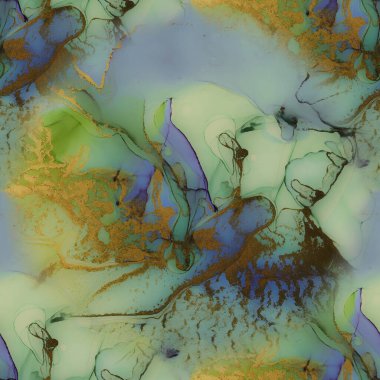 Mavi Su Renkli Mermer. Beyaz Alkol Mürekkebi Mermeri. Lüks Soyut Şablon. Altın Mermer Suluboya. Hafif Zarif Parıltı. Yeşil Kusursuz Arkaplan. Folyo mürekkebi boyası. Bronz Su Rengi Arkaplanı.