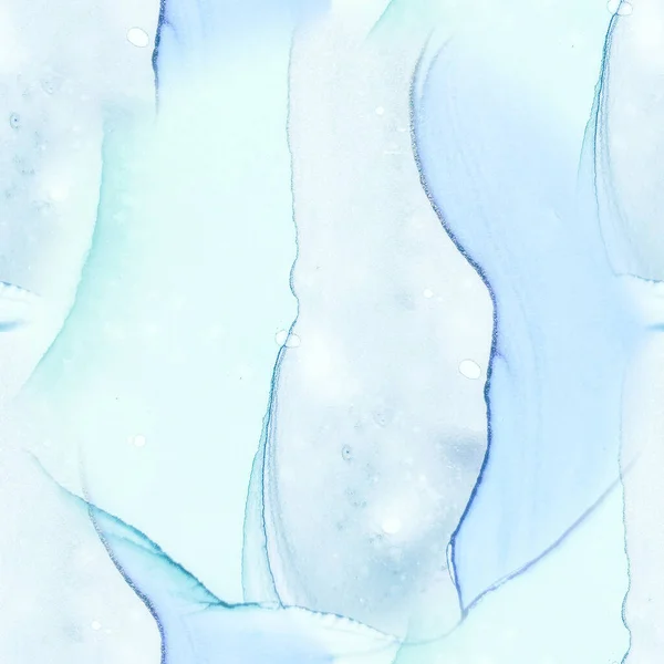 水の色大理石を箔 金の大理石の水彩 コードシームレスなテクスチャ ブルーインクペイント 近代抽象絵画 高級アルコールインク大理石 銅アルコールインクの背景 箔シームレスな背景 — ストック写真