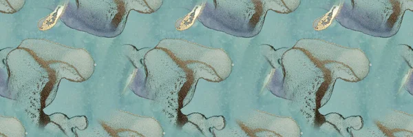 アルコールインク大理石を箔 背景にグラデーションを描く 金の大理石の水彩 ゴールデンウォーターカラーキャンバス ブルーアートペイント 高級抽象テンプレート ジオード シームレス グリッター 金属アルコールインクの背景 — ストック写真