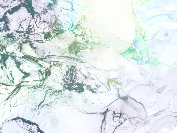 粉红白酒水银 紫罗兰艺术绘画 金色水彩画 绿色水的背景 蓝色大理石背景 轻盈优雅的质感 黄金文摘水彩画 豪华抽象模板 — 图库照片