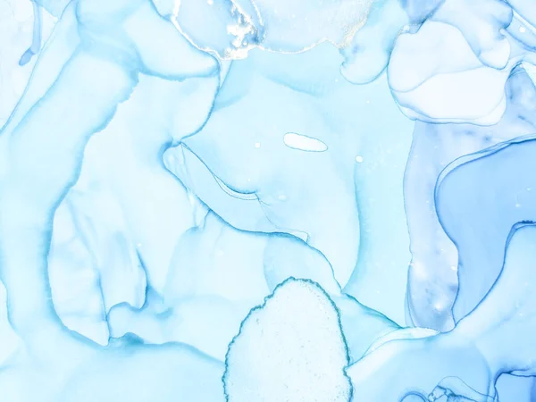 アルコールインク大理石を箔 青い東洋の水彩画 金の油絵具 白い水の色のキャンバス 緑の大理石の背景 銅アルコールインク水彩 流体エレガントなグリッター 現代のアブストラクトテンプレート — ストック写真