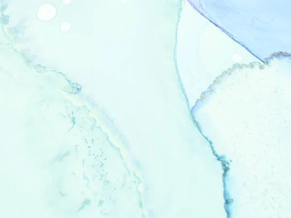 青い水の色大理石 箔抽象水彩 大理石の背景を箔 ゴールドアートペイント 高級アルコールインク大理石 光沢のある水の色の背景 流体のエレガントなパターン 高級アブストラクトテンプレート — ストック写真