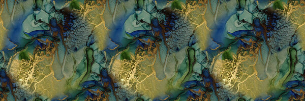 Синий Алкогольный чернильный мрамор. Акварель с бронзовыми чернилами. Зеленая живопись. Современный абстрактный шаблон. Легкий бесшовный рисунок. Холст Golden Water Color. Розовый Восточный фон. Акварель из фольги.