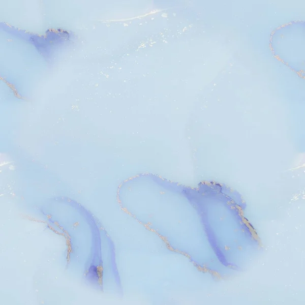 ゴールドウォーターカラー大理石 豪華なシームレスな絵画 ブルーインクペイント 青い東洋の背景 ブロンズアルコールインクの背景 大理石の水彩画を描く ゴールデンアルコールインクマーブル 流体シームレスパターン — ストック写真