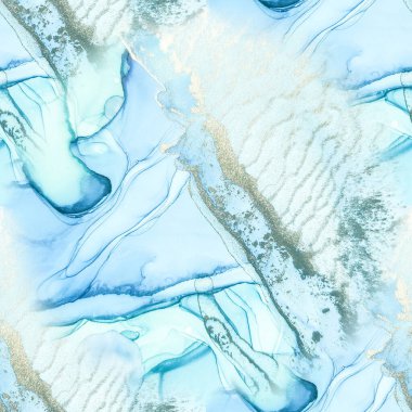 Folyo Alkol Mürekkebi Mermeri. Altın mürekkep boyası. Modern Kusursuz Şablon. Mavi Mermer Suluboya. Beyaz Su Renk Tablosu. Hafif Zarif Doku. Yeşil Doğu geçmişi. Metal Alkol Mürekkep Suluboya.