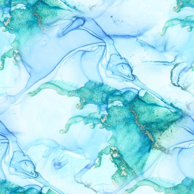 Yeşil Alkol Mürekkebi Mermeri. Altın Gradyan Suluboya. Mavi mürekkep boyası. Folil Mermer Arkaplan. Metal Su Rengi Arkaplanı. Lüks Soyut Ressamlık. Altın Su Renk Tablosu. Sıvı Kusursuz Desen.