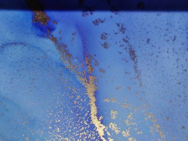 Mavi Alkol Mürekkebi Mermeri. Folil Mermer Suluboya. Folil Oriental Arkaplan. Bronz Su Rengi Arkaplanı. Lüks Su Rengi Tuvali. Altın Sanat Boyası. Akışkan Zarif Doku. Modern Soyut Şablon.