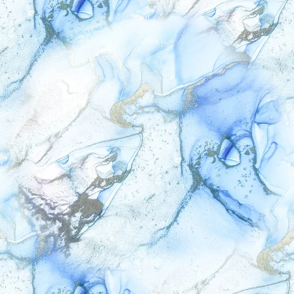 アルコールインク大理石を箔 光沢のある水の色の背景 白い水の色大理石 ブルーアートペイント 現代の抽象的なテンプレート 緑の抽象水彩 金の大理石の背景 コードのシームレスな繰り返し — ストック写真