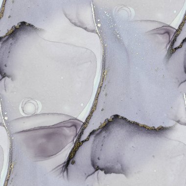 Altın rengi mermer. Mor mürekkep boyası. Violet Oriental Suluboya. Modern Kusursuz Boyasız Altın Mermer Arkaplan. Akışkan Zarif Doku. Menekşe rengi arka plan. Altın Alkol Mürekkebi Mermeri.