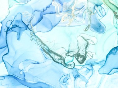 Altın Alkol Mürekkebi Mermeri. Yeşil Sanat Boyası. Bronz Su Rengi Arkaplanı. Foil Soyut Arkaplan. Beyaz Su Boyası Mermeri. Mavi Mermer Suluboya. Hafif Zarif Doku. Modern Soyut Resim.