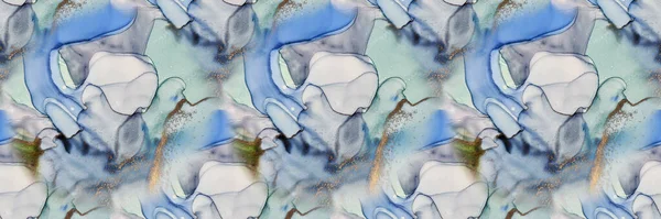 Groen Aquarelmarmer Koper Aquarel Achtergrond Blauw Verloop Aquarel Witte Alcohol — Stockfoto