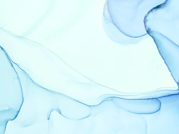 青い水の色大理石 青いグラデーションの背景 海の大理石の水彩画 オーシャン アルコール インク キャンバス 海の水の色背景 海油塗装 光のエレガントなテクスチャ — ストック写真
