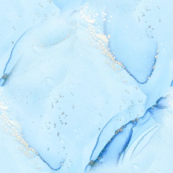 ゴールドアルコールインク大理石 青い大理石の背景 現代のシームレスな絵画 フォイルアートペイント ブロンズ水の色背景 ゴールドグラデーションの水彩 ジード シームレス パターン 白い水の色大理石 — ストック写真