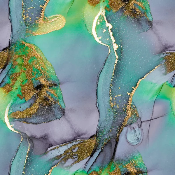 Guldalkoholmarmor Ljusblå Textur Blå Sömlös Bakgrund Lyx Abstrakt Mall Grön — Stockfoto