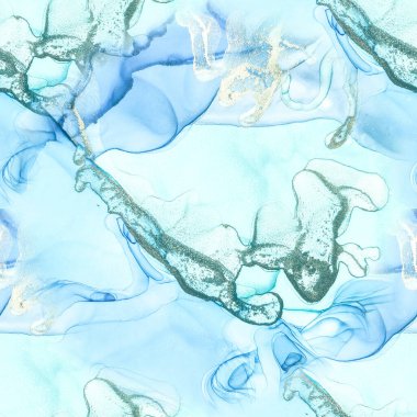 Folyo Alkol Mürekkebi Mermeri. Hafif Zarif Tekrar. Lüks Su Rengi Tuvali. Modern Soyut Şablon. Mavi mürekkep boyası. Yeşil Gradyan Suluboya. Bronz Su Boyası Suluboya. Altın Mermer Arkaplan.