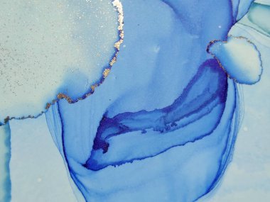 Mavi Su Renkli Mermer. Mavi Doğu Suluboya. Folil Mermer Arkaplan. Parlak Sulu Suluboya. Altın Alkol Mürekkep Tablosu. Altın yağlı boya. Akışkan Şablon. Modern Soyut Resim.