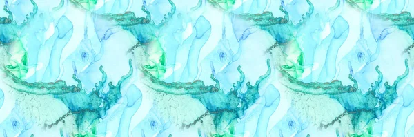 水の色大理石を箔 金の大理石の水彩 流体シームレスなテクスチャ ブルーアブストラクト背景 現代の抽象的なテンプレート グリーンアートペイント 光沢のあるアルコールインクの背景 高級アルコールインク大理石 — ストック写真