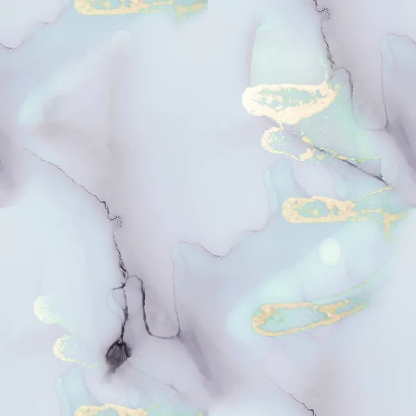 ゴールドウォーターカラー大理石 モダンなシームレステンプレート バイオレットアブストラクト水彩 光のエレガントなテクスチャ 灰色の水の色 バイオレットアルコールインク大理石 金の大理石の背景 バイオレットインクペイント — ストック写真
