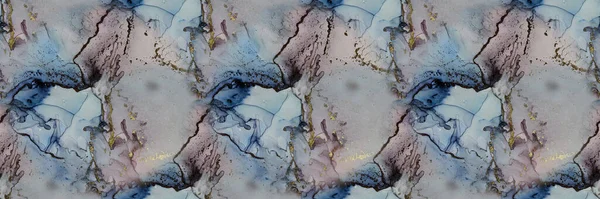 ピンクアルコールインク大理石 ライラックアルコールインクの背景 紫色の水の色大理石 現代のシームレスなテンプレート バイオレット大理石の水彩 流体グリーンテクスチャ 青いシームレスな背景 金彩画 — ストック写真