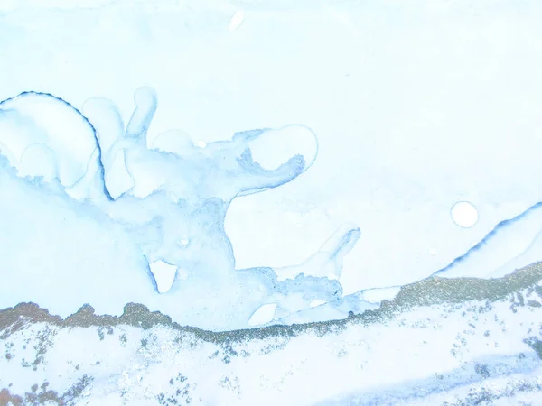 ブルーアルコールインク大理石 豪華な水の色大理石 青いグラデーションの背景 金属水の色の背景 大理石の水彩画を描く ゴールドアートペイント 光のエレガントなパターン 近代抽象絵画 — ストック写真