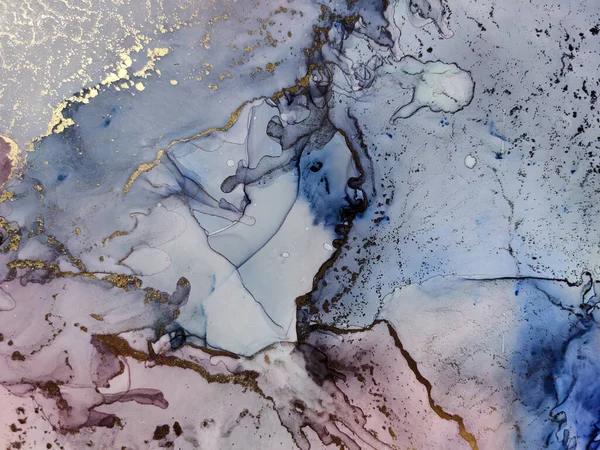Алкогольный Чернильный Мрамор Сияющий Спирт Чернила Фон Золотая Восточная Акварель — стоковое фото