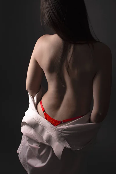 美丽的女人裸的身体 白色的背景上孤立的特写照片 — 图库照片