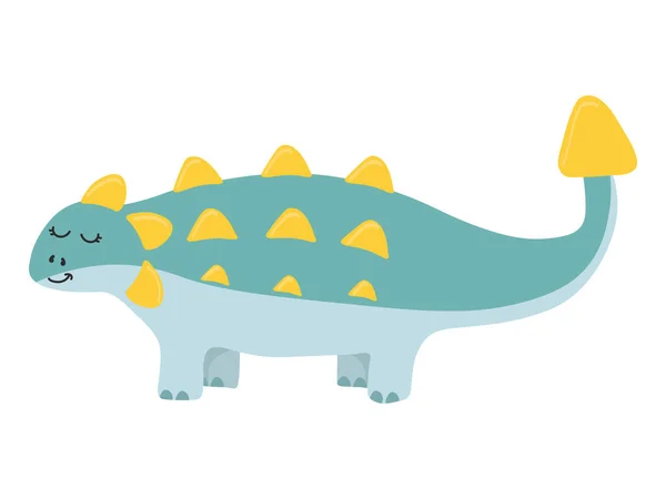 Иллюстрация Милого Мультяшного Динозавра Белом Фоне Использоваться Детской Комнаты Стикера — стоковый вектор