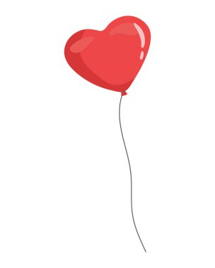 Beyaz arka planda kalp şeklinde kırmızı balon. Sevgililer Günün kutlu olsun..
