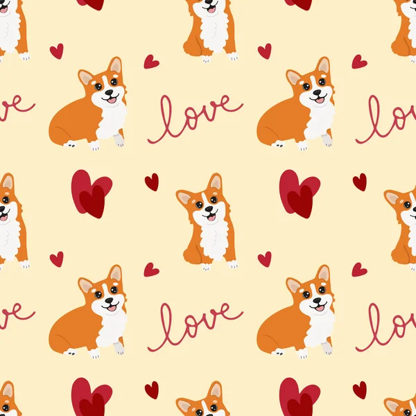 Korgis ve kalplerle kusursuz desen. Ambalaj kağıtları, tebrik kartları ve mevsimlik tasarımlar için arka plan. Sevgililer günün kutlu olsun..