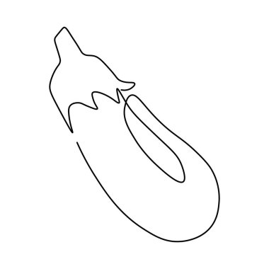 Patlıcan çizmeye devam et. Vektör çizimi. Beyaz arka planda siyah çizgi sanatı. Beyaz arka planda izole edilmiş çizgi film patlıcanları. Vegan kavramı