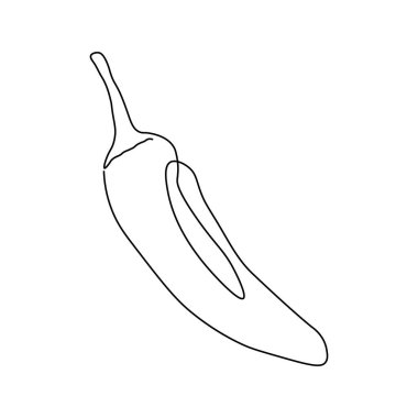 Kırmızı biber çizmeye devam et. Vektör çizimi. Beyaz arka planda siyah çizgi sanatı. Beyaz arka planda izole edilmiş kırmızı biber çizgi filmi. Vegan kavramı