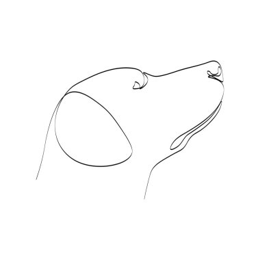 Şirin bir köpekle sürekli bir çizgi çiziyorsun. Beyaz arka planda çağdaş vektör çizimi. Beyaz arkaplanda siyah çizgi sanatı.