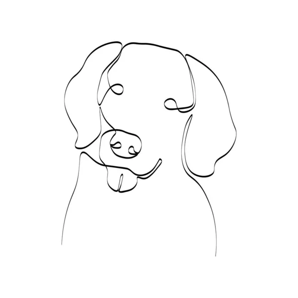 Continuous One Line Drawing Cute Dog Contemporary Vector Illustration White — Stock Vector